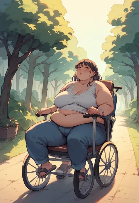 Obese woman in wheelchair