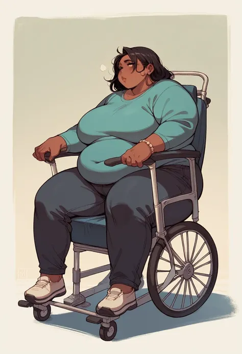 Very obese black woman in wheelchair