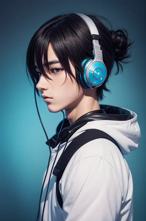 Anime boy with headphones