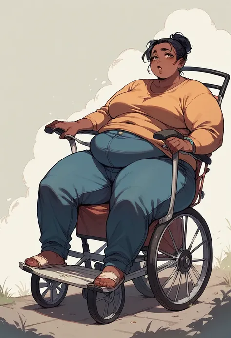 Very obese black woman in wheelchair