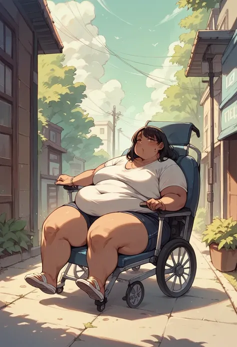 Very obese black woman in wheelchair