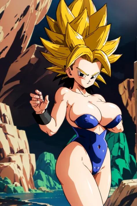 ultra detailed, masterpiece, best quality, solo, soft smile, light smile, Caulifla, Dragon Ball,
1girl, black eyes, black hair, long hair, sexy bunny costume, playboy, big breast, big ass, neck red moño,  confused face expresion, sin imperfecciones, dibujo...