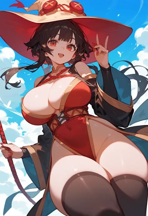 megumi, woman, big breasts, thick thighs, anime, character Megumi