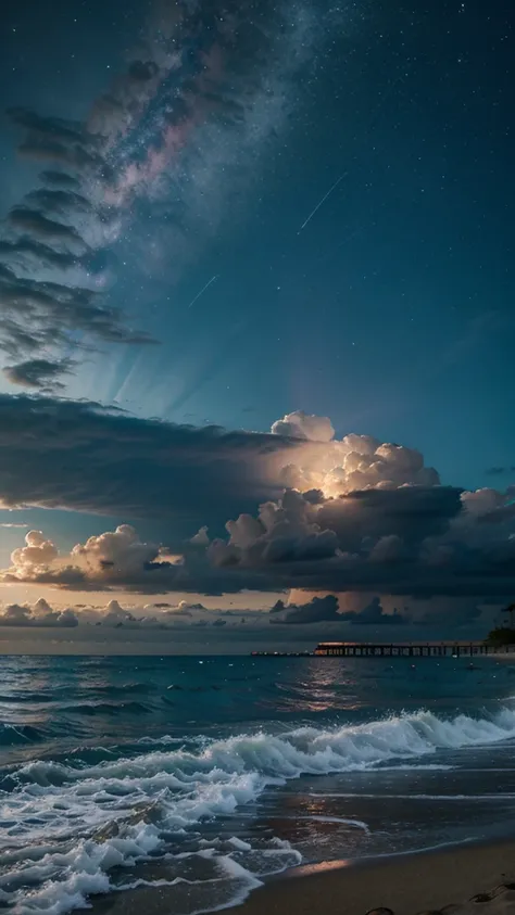 Make a nebula with clouds at the beach