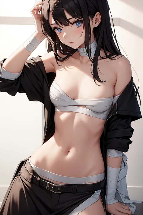 bandaged chest, 1girl