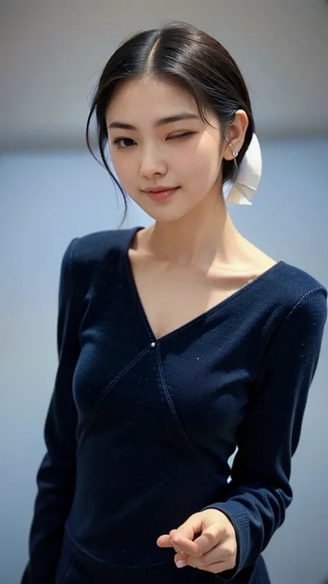 (1 woman:1.99)、(Small Face、Wide forehead、Very short hair、Very small amount of hair、Forehead、Fuji frame:1.1)、Sunburn、17 years old、Naughty、Happy expression、満面のsmile、Weakness、love、I feel very comfortable alone、(Navy blue velvet),((Very sleepy、Improves skin te...