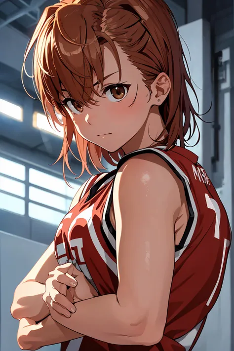 (highest quality:1.5, high resolution, 超high resolution, 4k, detailed lighting, shaders), ((misaka mikoto)) ,solo shorthair　brow...