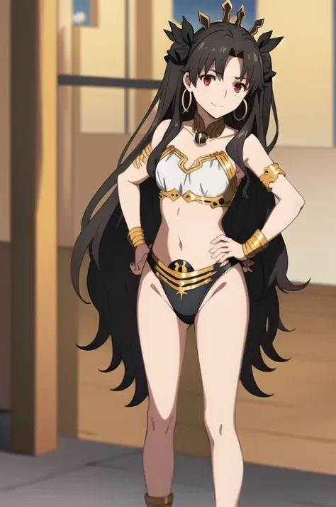 highest quality, (masterpiece:1.2), detailed, blurred background,
ishtar,
one girl, alone, open your mouth, a light smile,
black...