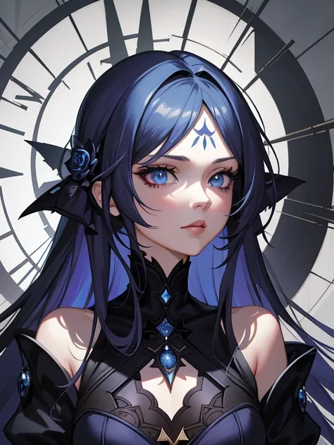 Anime girl with blue eyes and gothic makeup, Detailed digital anime art, Guviz-style artwork, Stunning anime face portrait, wlop rossdraws, 8K high quality detailed art, 4k highly detailed digital art, detailed matte fantasy portrait, rossdraws portrait, G...