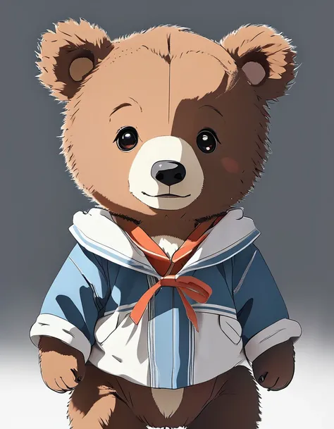 A cute baby bear facing forward（A little anime-like）