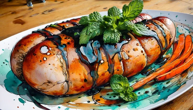 sausage, mint, carrots, radish, positiv clip l
an award-winning painting,( colored:0.5), (inked watercolormix,:0.7) an impressiv...