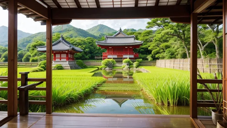 Japan、countryside、Paddy field、Daytime、sun、wind chimes、Veranda、