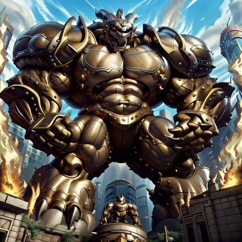 (Solo. masterpiece. official art. 8k. best quality. detailed full body. full body.)
(situation 1 : dominating exveemon. exveemon is over 1000 meters long. focus GIANT mechanical Muscular exveemon is trampling the city. Looking down. macro. stomp. Low-angle...