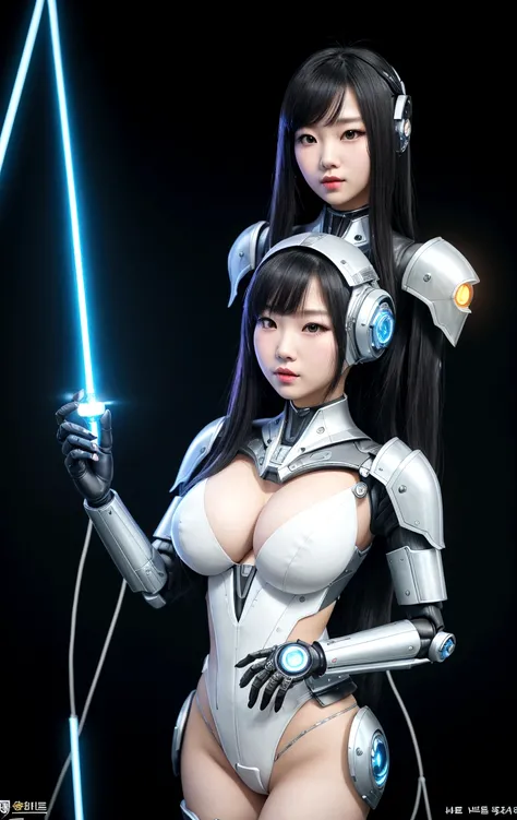 asian woman, standing, stop FRONT VIEW, tez blanca, korean, tits, futuristic clothing, modern outfit provided, NO DEFORMATIONS, beautiful, robot, cyborg, android, light, laser, League of Legends, splah art, sexy, the payment, chrome, Metal, FNAF, Animatron...