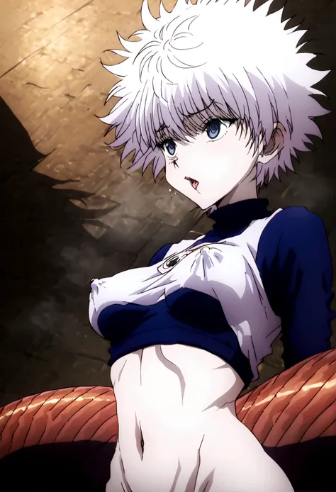 killua ahegao nipple lactating crop top and lamia body 