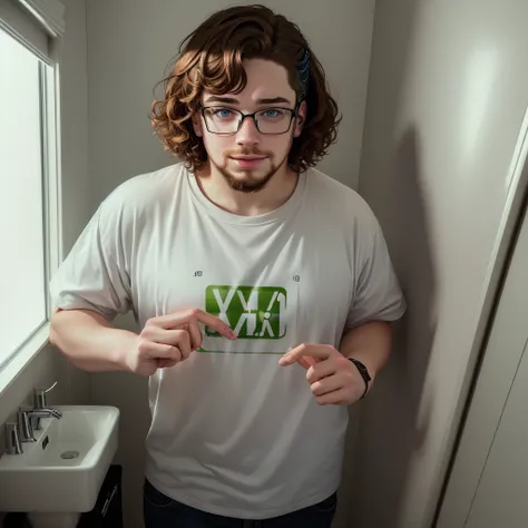 someone is showing a sign with their fingers in a bathroom, youtuber, youtube, youtube thumbnail, irish youtuber, youtube clickbait, twitch streamer / gamer ludwig, youtube video screenshot, youtube video, sam hyde, v tuber, jerma 9 8 5, jerma985, twitch s...