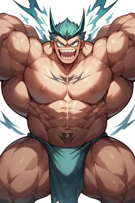 high resolution　high quality　wonderful　Big Giant　Muscles that swell　Uplifting　Big muscles　Thick arms　Thick legs　Japanese tattoo on upper body　loincloth　Eye power　Sharp Eyes