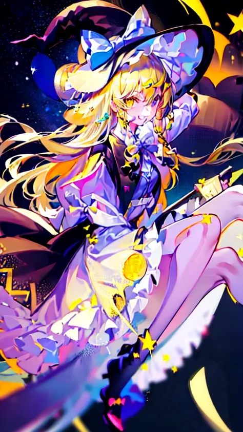 (best image quality), blonde_hair, length_hair, have, witch_have, bow, yellow_eye, braiding, single_braiding, have_bow, smile, h...