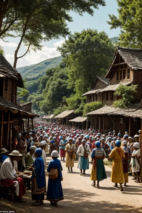 Scene: Village gathering with people 