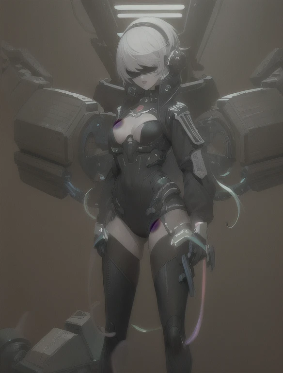 ((The best quality)), ((Masterpiece)), (Very detailed:1.3), ..............3D, beautiful (Cyberpunk:1.3) hacker woman, short hairstyle,short hair, Return to viewer, Thick hair, Operating computer terminal, head mounted display, computer server, LCD screen, ...