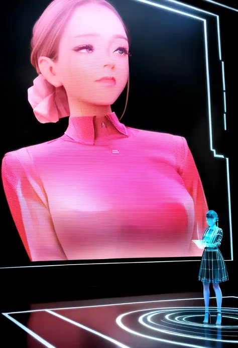 1girl, ((3D hologram)), ((digital projection))