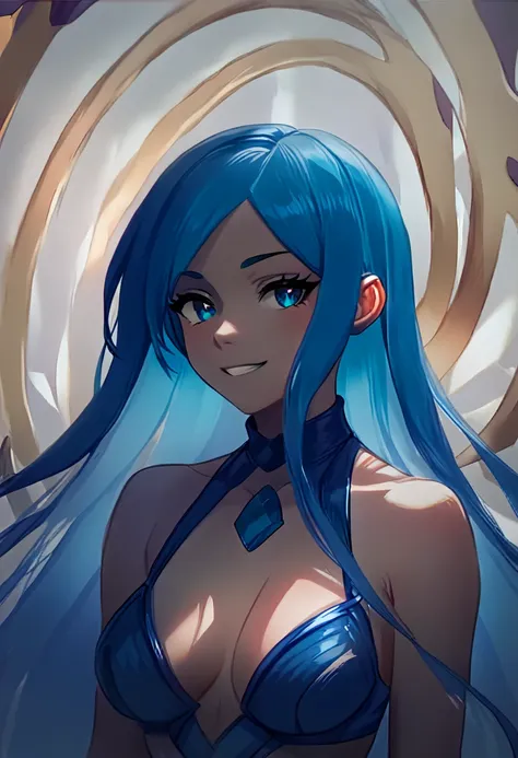 Aqua, girl, blue hair, long hair, blue eyes