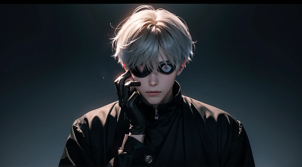 アニメ, a man in a black shirt and gloves, Holding your head, a picture inspired by Itō Ogura Yonesuke, tumblr, serial art, kaneki ken, ken kaneki, pin on アニメ, distant!!, holding hands up to face, kaworu nagisa, he wears an eyepatch, sombreamento de アニメ), chi...