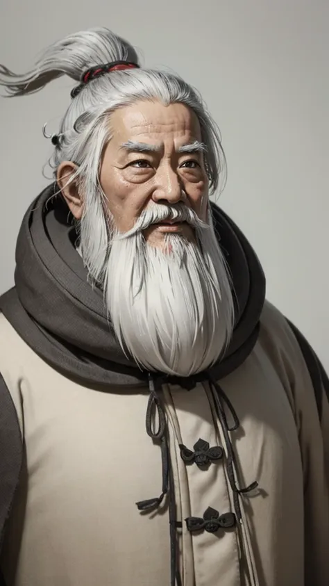 （（（whole body））、oriental、old man in plain white ancient chinese costume、ancient chinese hairstyle old man、highest quality、master...