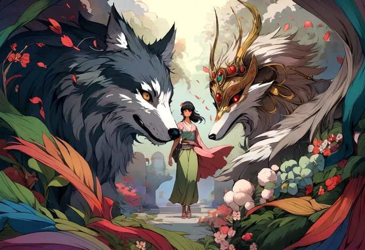 Princess Mononoke with the wolf and the mask