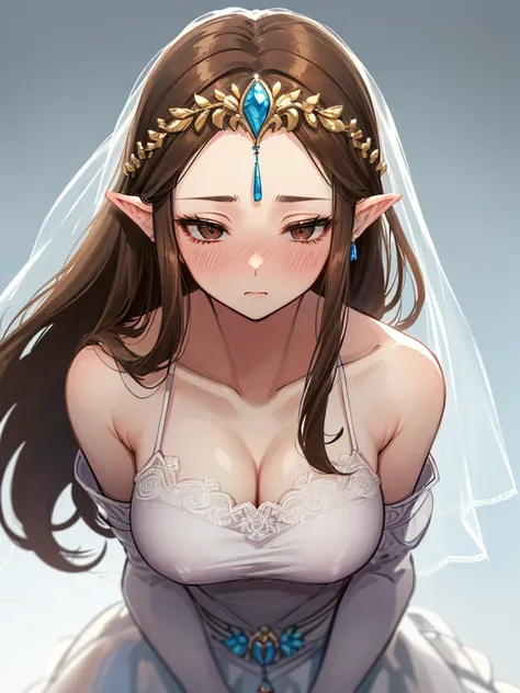 ((((Very beautiful mature woman)))),((surprised),((Scared)),((Close one eye)),((((Exposed shoulders)))),(((look up))),,((()),,(((Long Hair)))),((Big Breasts)),((((Exposed shoulders)))),((Front Face)),Princess Zelda, ((Highest quality)),,(Very detailed) ,,(...