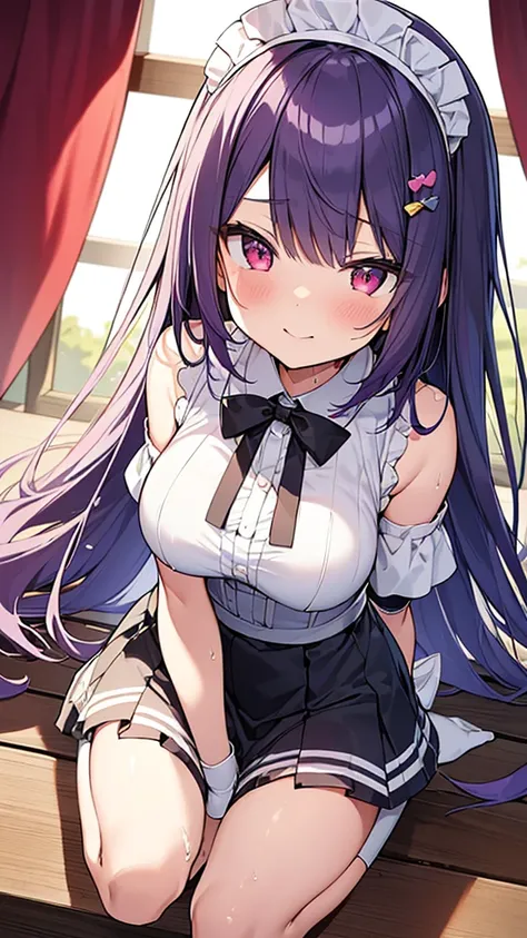 最high quality, high quality, super detailed, 32k, ultra-detailed details, sister and maid, ( 立ってる, pretty girl, beautiful purple...