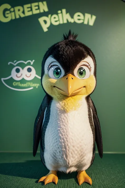 Green cartoon penguin