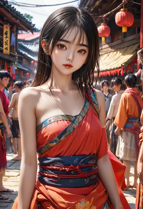 Ultra high definition、masterpiece、correct、Anatomically correct、Textured skin、Very detailed、High detail、high quality、最high quality、High resolution、8K、Surrealism、Raw photo、whole body、Beautiful Teenage Woman、Medium chest、(jinbaori:1.4)、(loincloth:1.4)、(can:1....