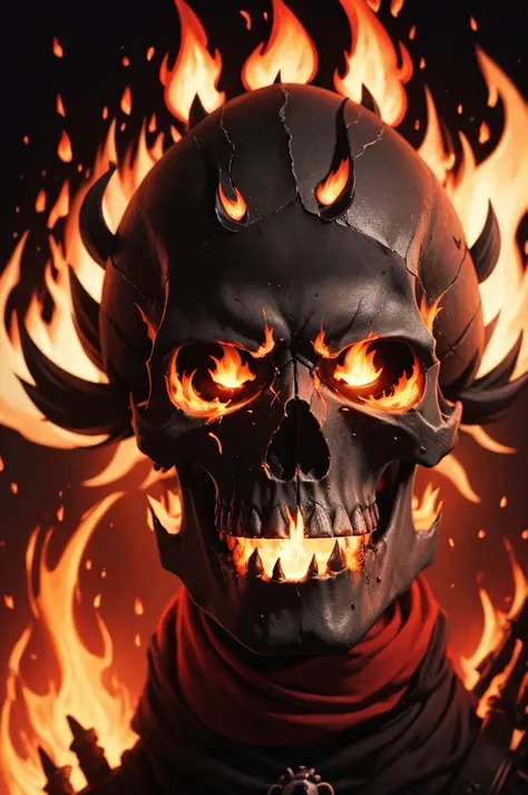 Skull with fire on its head 
