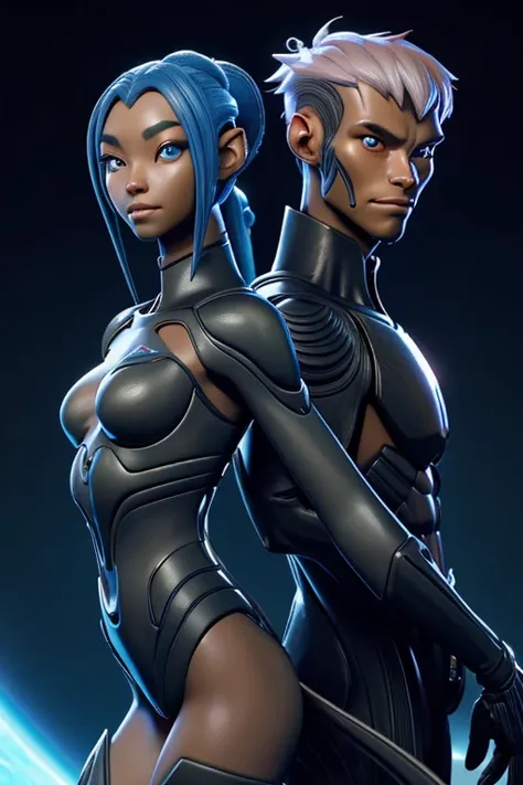 ( High quality , ultra detailed, careful with hand )a alienish alien like races species near humans humanoid hominid epic ancient female male race, on attractive couples on a alien epic civilization worlds as part of a alien multiworlds empire more anime s...