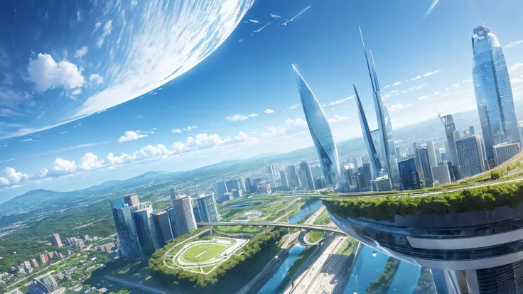 (Best quality,4K,8K,A high resolution,Masterpiece:1.2),Ultra-detailed,(Realistic,Photorealistic,photo-realistic:1.37),Futuristic floating city,Futuristic technology,Huge urban high-tech tablet platform,Airship,Floating in the sky,Futuristic city,Small airs...