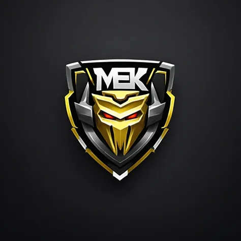 logomkrdsxl,an  edgy logo  3d with robô ,  vector, text "mek",  best quality, masterpiece, brand, dark background,