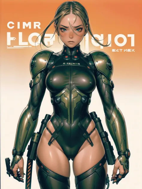 (((Cammy Street Fighter))), ((best qualityer)), (((Venom outfit))), (((slim))), (Muscles), (((fit body armor suit))), ((Perfect masterpiece)), (detailded: 1.4), (absurdrez), (((long blonde hair with heavy bangs covering the entire forehead))), (((full body...