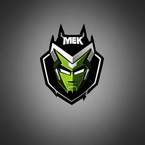 logomkrdsxl,an  edgy logo  3d with robô ,  vector, text "mek",  best quality, masterpiece, brand, dark background,