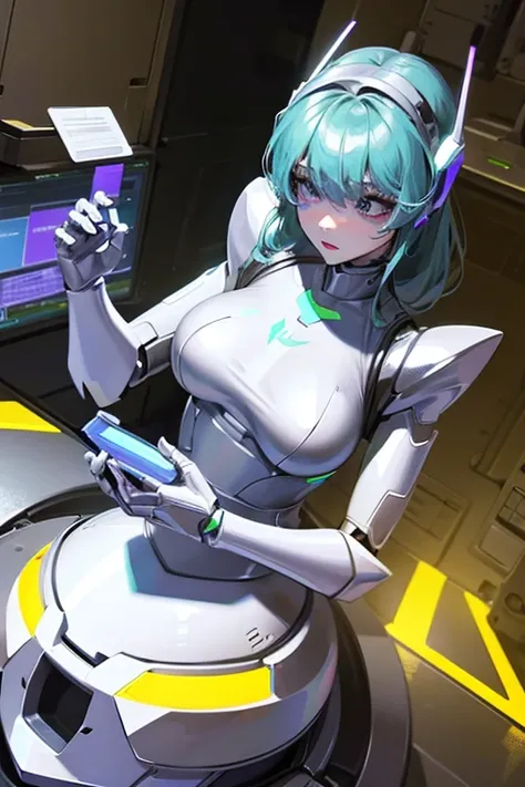 empty eyes,robotized woman ,big bust,Robot Joint ,Metal skin,dress,android,Robot Suit