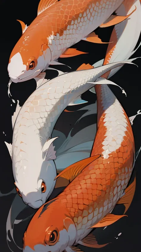 Koi and snak, vector, HD, wallpaper, artgem