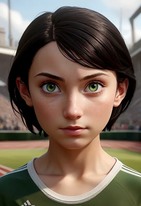 young 9-year-old daughter of severus snape,((highest quality)),(ultra high resolution),(Super detailed),(detailed description),((best CG)),(best work of art) ,black hair, green eyes,  (masutepiece:1.3), (8K, Photorealistic, Raw photography, Best Quality: 1...