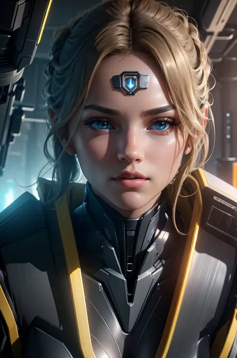 (ultra quality, 4k, 8k, high resolution, masterpiece: 1.2), ultra detailed, (realistic, photorealistic, photorealistic: 1.37) a sexy and beautiful young female robot in a space station, 8k, ultra-detailed, photorealistic, highly detailed, volumetric lighti...