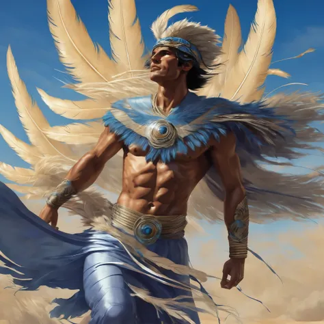 demigod man wrapped in feathers and wind