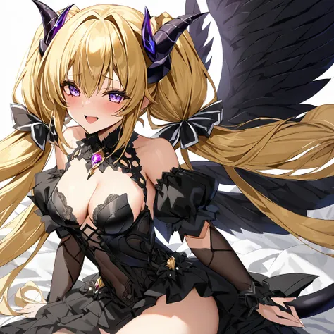 ((Highest quality)), ((masterpiece)), (detailed), （Perfect Face）、The woman is naked and wearing a black wedding dress decorated with gold, the devil queen Extia Spica is a sexy female demon.、The woman is a female demon with magnificent devil horns, jet bla...