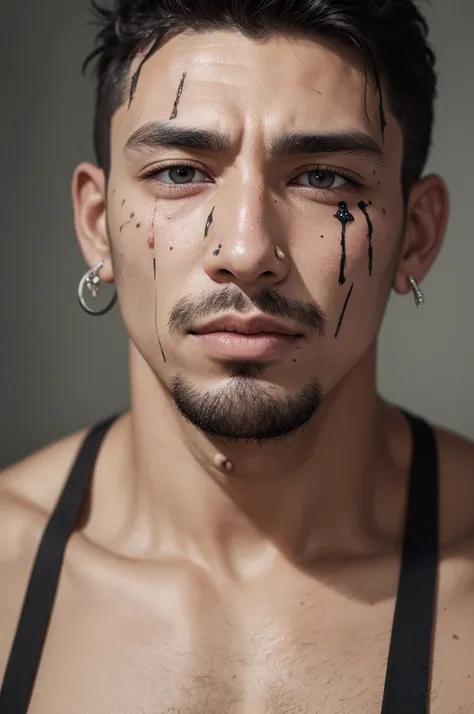 The ugliest man,pierced nose,eye with blemish,wounds on the face,calvo