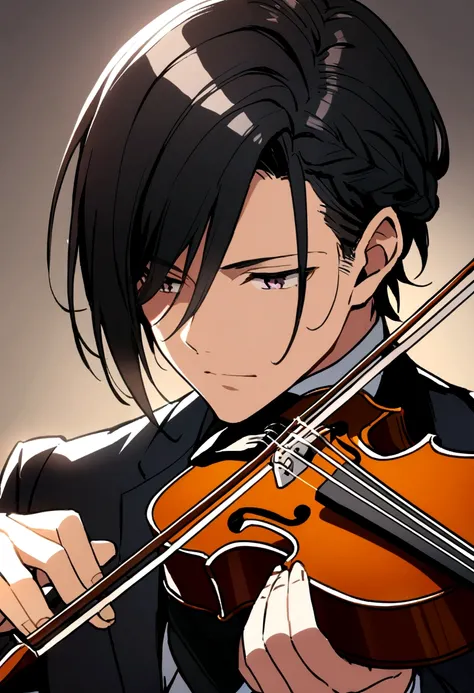 anime boy playing violin 