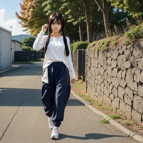 Anime girl walking towards viewer 