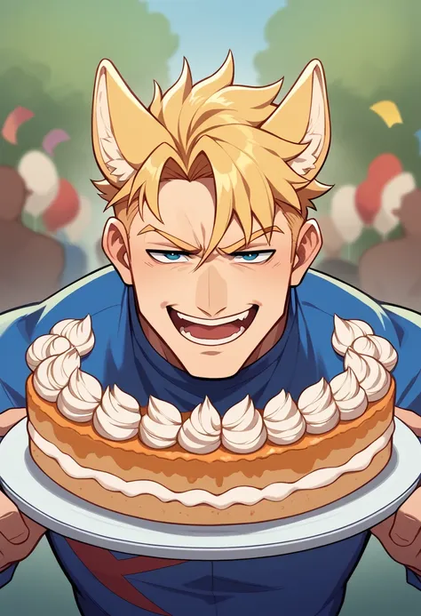 masterpiece，Highest quality，Super detailed，figure，Delicate and detailed，Intricate details，Cinematic Light，Highest qualityのバックライト，1 male, Short fluffy blonde hair, head tilted back, smile, Handsome, Open your mouth, Smug eyes, cool illustration, Street styl...