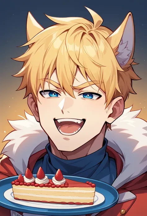 masterpiece，Highest quality，Super detailed，figure，Delicate and detailed，Intricate details，Cinematic Light，Highest qualityのバックライト，1 male, Short fluffy blonde hair, head tilted back, smile, Handsome, Open your mouth, Smug eyes, cool illustration, Street styl...